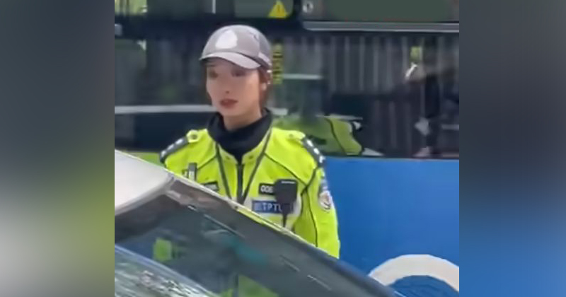 【视频】女交警撞脸朴信惠 执勤温柔车主直呼爱了